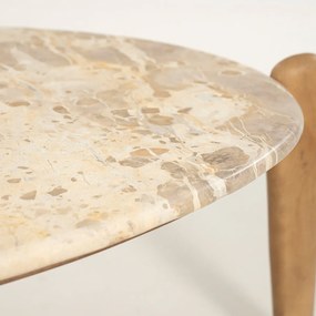 Salontafel Hout En Marmer L - 85 X 85cm.