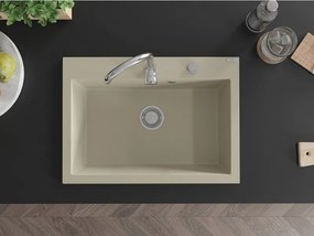 Mexen Elix granieten gootsteen 1-kamerig 700 x 500 mm, beige, chromen sifon - 6526701005-69