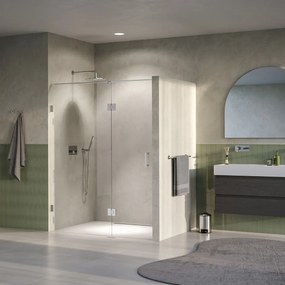 Brauer Void profielloze nisdeur 150cm met draaideur 70cm aan glas RVS geborsteld PVD