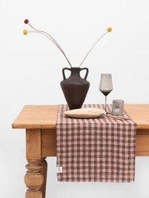Linnen tafelloper Chocolate Gingham