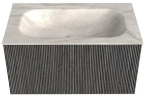 Mondiaz Kurve-dlux 80cm badmeubel shadow met 1 lade en wastafel big small midden zonder kraangat ostra