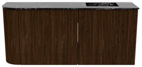 Mondiaz Joya DLux 90cm toiletmeubel ronding links walnut met wastafel faye rechts 1 kraangat lava