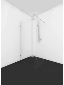Van Rijn Products ST01 Vaste wand 30 cm breed 8mm helder glas incl. chroom muurklemmen 200cm hoog. ST0130K