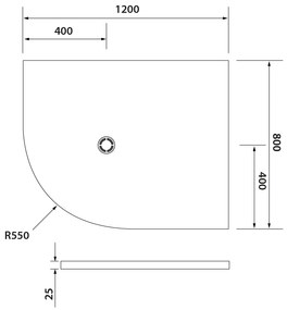 Polysan Flexia kwartronde douchebak 120x80cm wit rechts