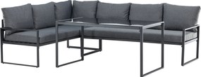 The Outsider Hoek Lounge Diningset - Daan - Aluminium - Zwart/Grijs - The Outsider