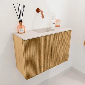 Mondiaz Joya DLux 60cm toiletmeubel oak met wastafel faye midden zonder kraangat meli