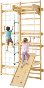 VEVOR Zweedse 8-in-1 ladderwand, 12 treden tellend klimtoestel van massief hout, draagvermogen van 100 kg, indoor klimrek met klimplank, gymnastiekringen, optrekstang, wandladder, glijbaan en schommel