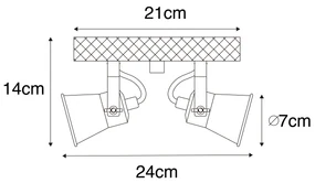 Landelijke Spot / Opbouwspot / Plafondspot zwart met hout 2-lichts verstelbaar - Jelle Landelijk GU10 Binnenverlichting Lamp