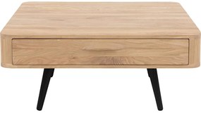 Goossens Salontafel Bjarte vierkant, hout eiken wit, stijlvol landelijk, 90 x 40 x 90 cm