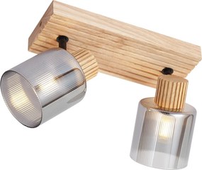 Smart spot hout met smoke glas 2-lichts draai- en kantelbaar incl. Wifi G45 - Gracy