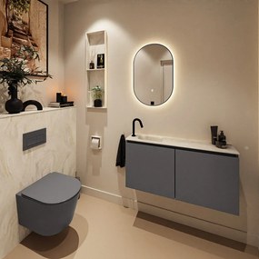 Mondiaz Ture DLux toiletmeubel 100cm dark grey met wastafel ostra links met kraangat