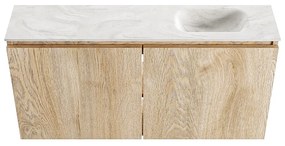 Mondiaz Ture DLux toiletmeubel 100cm washed oak met wastafel ostra rechts zonder kraangat