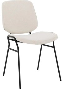 Goossens Eetkamerstoel Hjalmar wit stof leuning, modern design