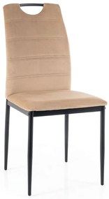 Stoel PAX beige (stof Bluvel 28) - modern, gestoffeerd, fluweel, voor woonkamer, eetkamer, kantoor, met handgreep