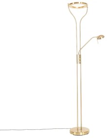 Moderne vloerlamp goud met leesarm incl. LED en dimmer - Divo Modern Binnenverlichting Lamp