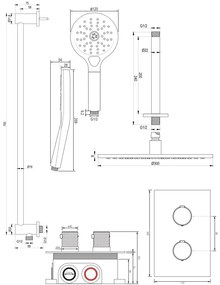 Brauer Gunmetal Carving complete inbouw regendouche set 48 met 30cm douchekop, plafondarm, 3 standen handdouche en glijstang gunmetal geborsteld PVD