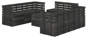 vidaXL 9-delige Loungeset pallet massief grenenhout donkergrijs