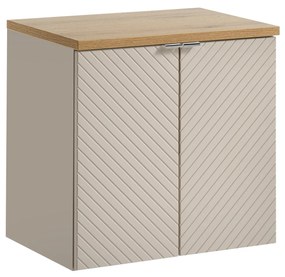 Comad Viva Cashmere badkamermeubel 60cm taupe met 2 deuren en eiken toppaneel