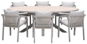Garden Impressions Tarera tuinset 7-delig dakar sand - Tulli tuintafel 220x115 cm - light teak vironwood