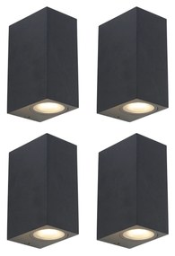 Set van 4 moderne wandlampen zwart 2-lichts IP44 - Baleno