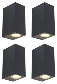 Buitenlamp Set van 4 Moderne wandlampen zwart 2-lichts IP44 - Baleno Modern GU10 IP44 Buitenverlichting