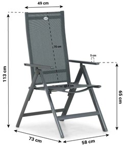Tuinset 6 personen 210 cm Aluminium/textileen Grijs Hartman Aruba/Venustas