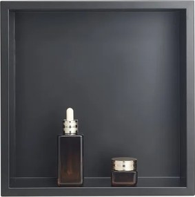 VEVOR Douchenis, 10,16 x 33,02 x 33,02 cm, Verzonken wandnis, Doucheplank van roestvrij staal, Opberger voor zeep en shampoo, Duurzaam en eenvoudig te installeren, Zwart voor badkamer
