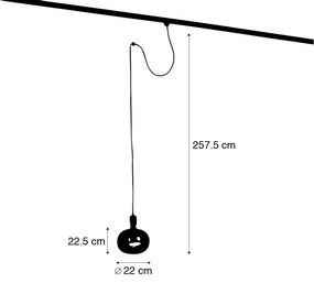 Hanglamp met rail ophanging zwart incl. LED G220 - Cavalux Industriele / Industrie / Industrial Minimalistisch E27 Binnenverlichting Lamp