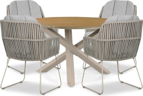 Tuinset Ronde Tuintafel 4 personen 125 cm Rope Taupe Domani Furniture Trivento/Ancona