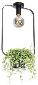 Moderne plafondlamp zwart met glas rechthoekig - Roslini Modern E27 Binnenverlichting Lamp
