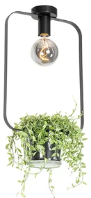 Moderne plafondlamp zwart met glas rechthoekig - Roslini Modern E27 Binnenverlichting Lamp