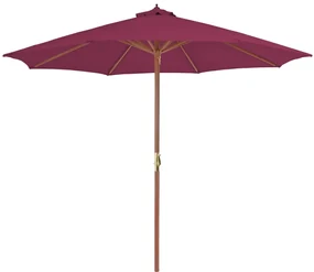 vidaXL Parasol met houten paal 300 cm bordeauxrood