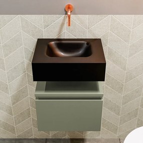 Mondiaz Andor toiletmeubel 40cm army met zwarte wastafel midden zonder kraangat