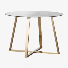 Ronde Tafel in Glas en Staal (110 cm) Salyms Grijs – smoky - Sklum