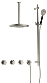 Hotbath Cobber IBS70 inbouwdouche met ronde handdouche, 30cm plafondbuis en glijstang geborsteld nikkel