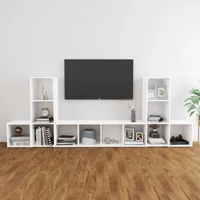 vidaXL 5-delige Tv-meubelset spaanplaat wit