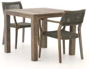 Diningset ROUGH | 2 personen teakhout | Tuinset stapelbaar | 3-delig | Kees Smit Tuinmeubelen