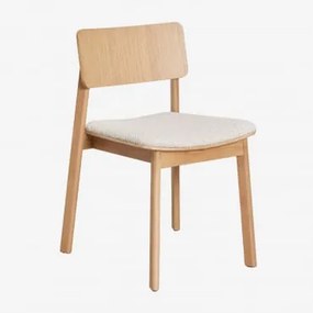 Set Van 4 Houten Eetkamerstoelen Gilda Natuurlijk Hout & Bouclé Wit - Sklum