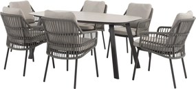Manolo Alicante dining tuinset 180x95xH75 cm 7 delig antraciet Taste 4SO