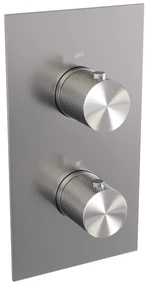 Brauer Brushed Carving complete inbouw regendouche set 25 met 20cm douchekop, rechte muurarm en staafhanddouche RVS geborsteld PVD