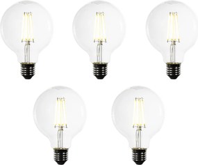 Set van 5 E27 LED lampen G95 helder 3.8W 806 lm 3000K