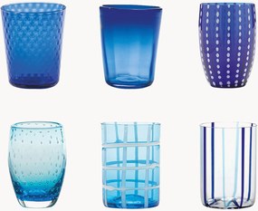 Handgemaakte waterglazen Melting Pot, 6-delig