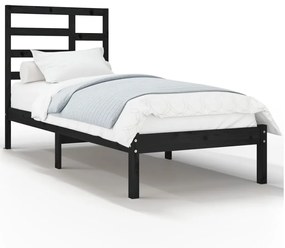 vidaXL Bedframe massief hout zwart 90x190 cm 3FT Single