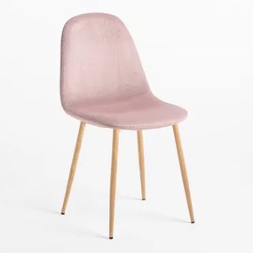 Pak 2 Eetkamerstoelen In Glamm Corduroy Make-up & Natuurlijk Hout - Sklum