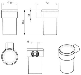 Gedy Pirenei hangende bekerhouder met glas chroom