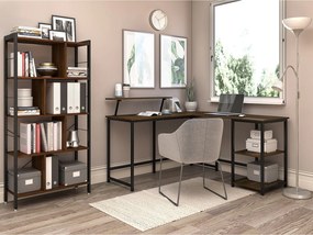Nancy's Sunnyvale Bureau - Bureaus - Hoekbureau - L-Vormig - Industrieel - Zwart/Bruin - 145 x 140 x 75 cm