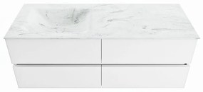 Mondiaz Vica DLux badmeubel 130cm talc 4 lades met wastafel opalo links 1 kraangat