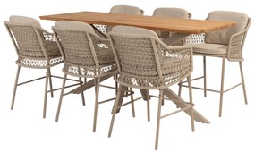 Prado Tramonti barset 7 delig 200x70xH105 teak latte 4 Seasons Outdoor