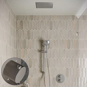 Saniclear Cube Stripes inbouw regendouche rond met inbouw douchekop 30x30cm, glijstang en 2 standen handdouche RVS