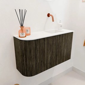 Mondiaz Joya 70cm toiletmeubel ronding links shadow met wastafel faye rechts zonder kraangat talc